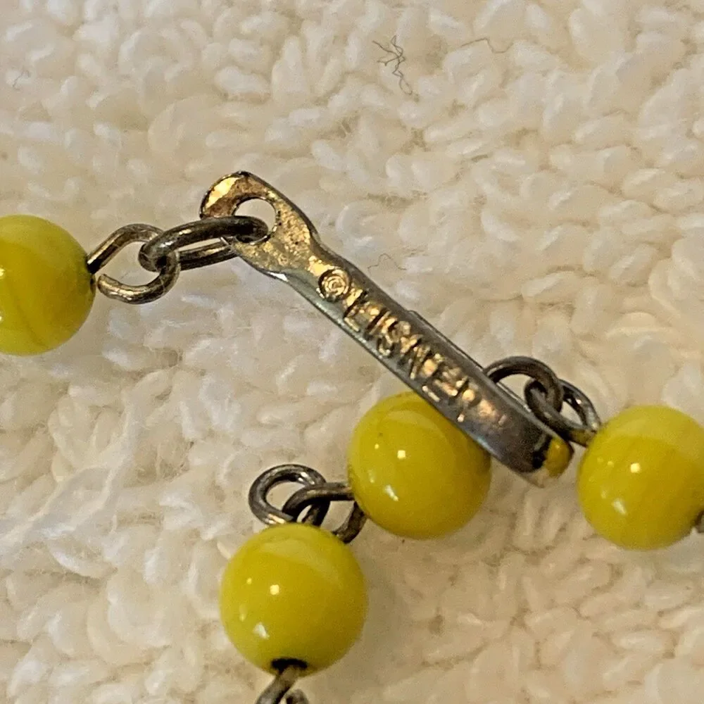 Vintage Lisner Yellow Enamel Floral Necklace Mid-Century Statement *Flaws Noted - Picture 7 of 11